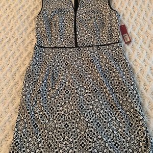 V-neck Black and White Dress